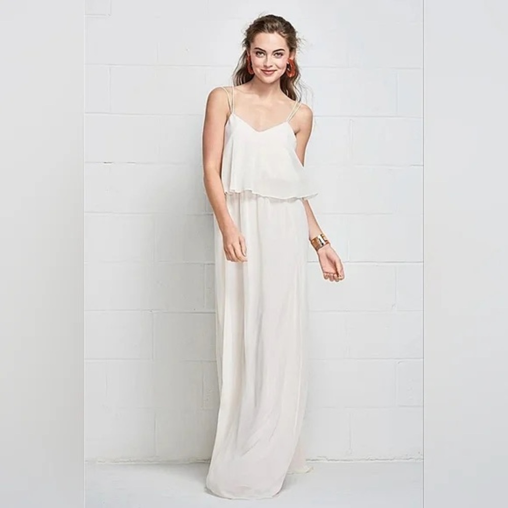 White flowy summer Zara boho Maxi cross strap Dress